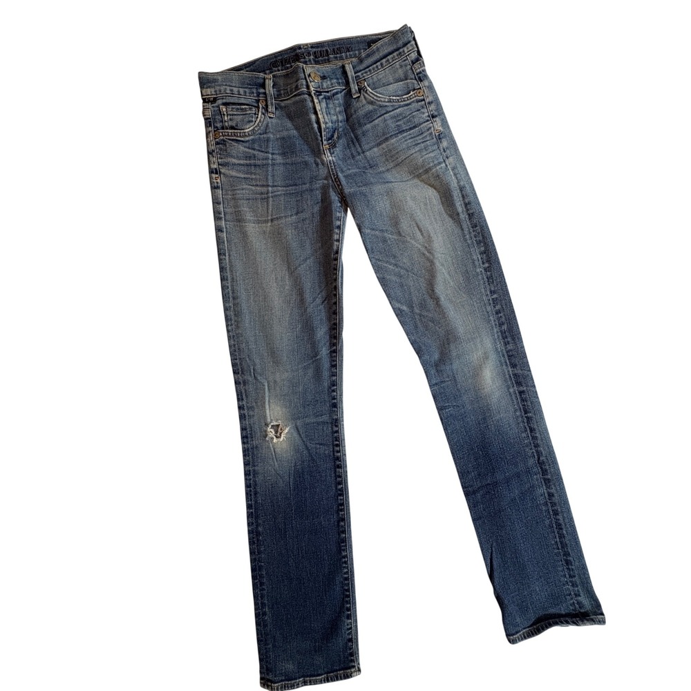 Citizens of Humanity Ava Straight Leg Jeans Womens 26 Blue Low Rise Distressed